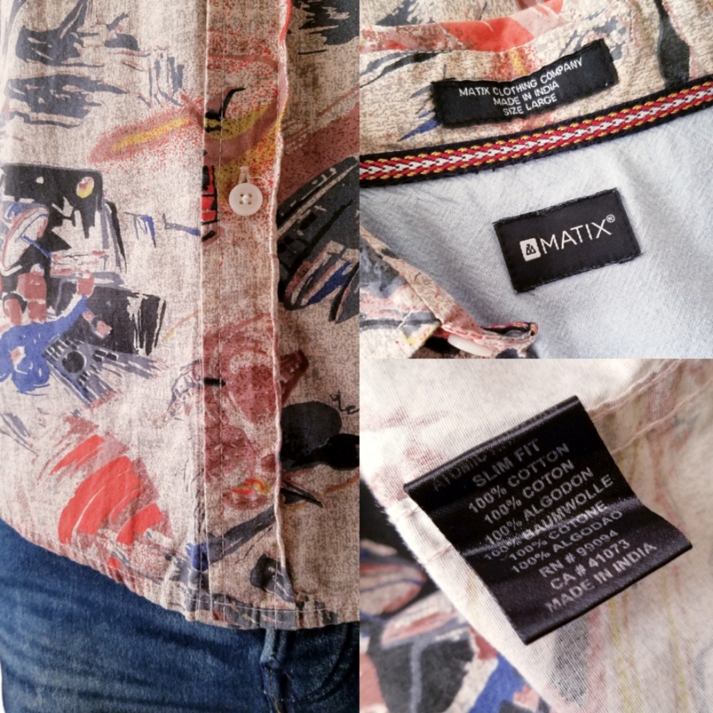 Matix Abstract Retro Print Button Down Shirt - image 6